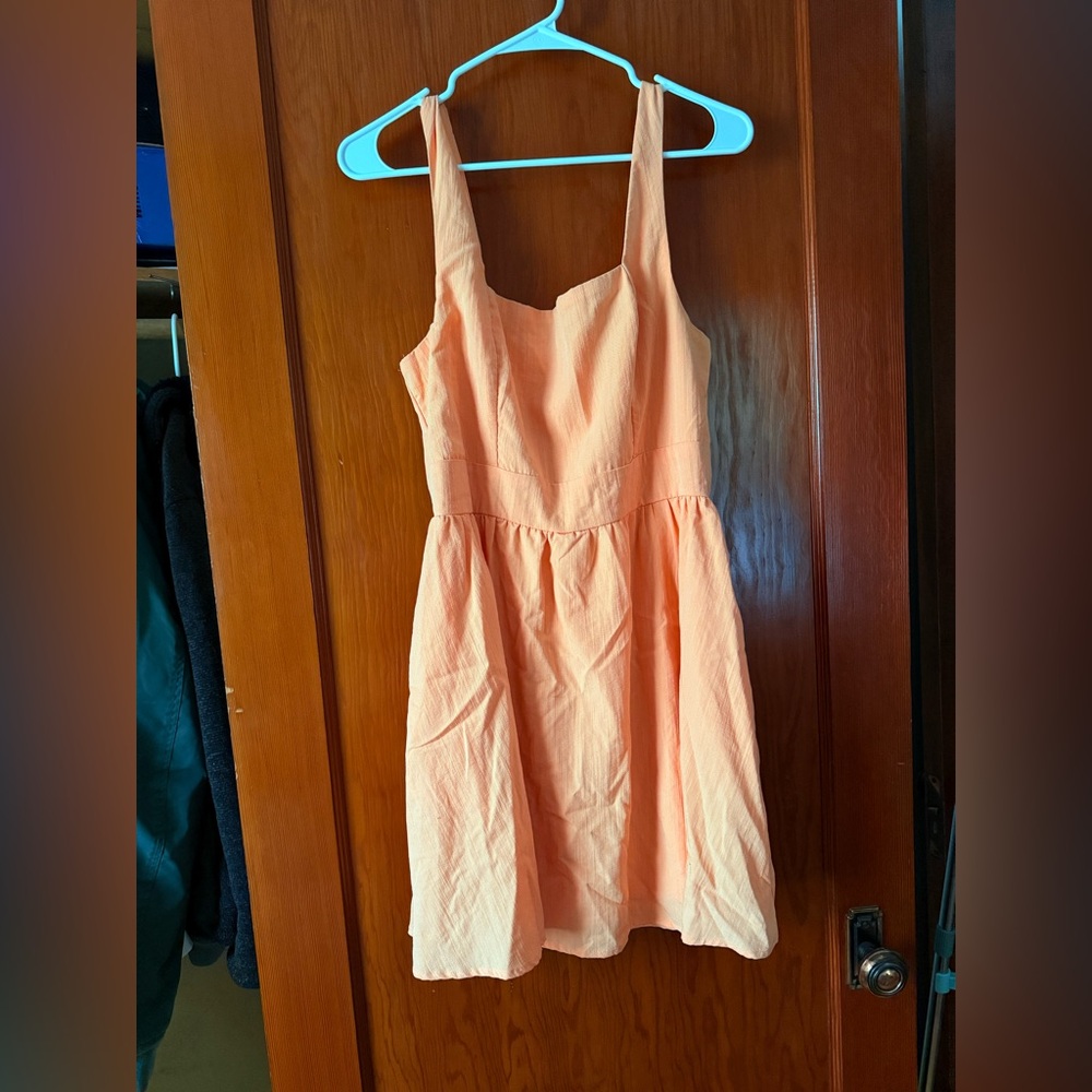 Peach Sweetheart Neckline Sleeveless Mini Sundress